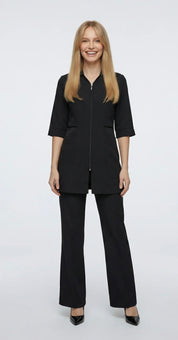 1027 Sarrau long col chemisier / ruban de satin à la taille