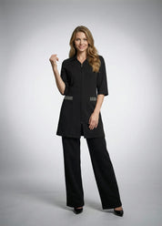 1027C Sarrau long col chemisier / crystal