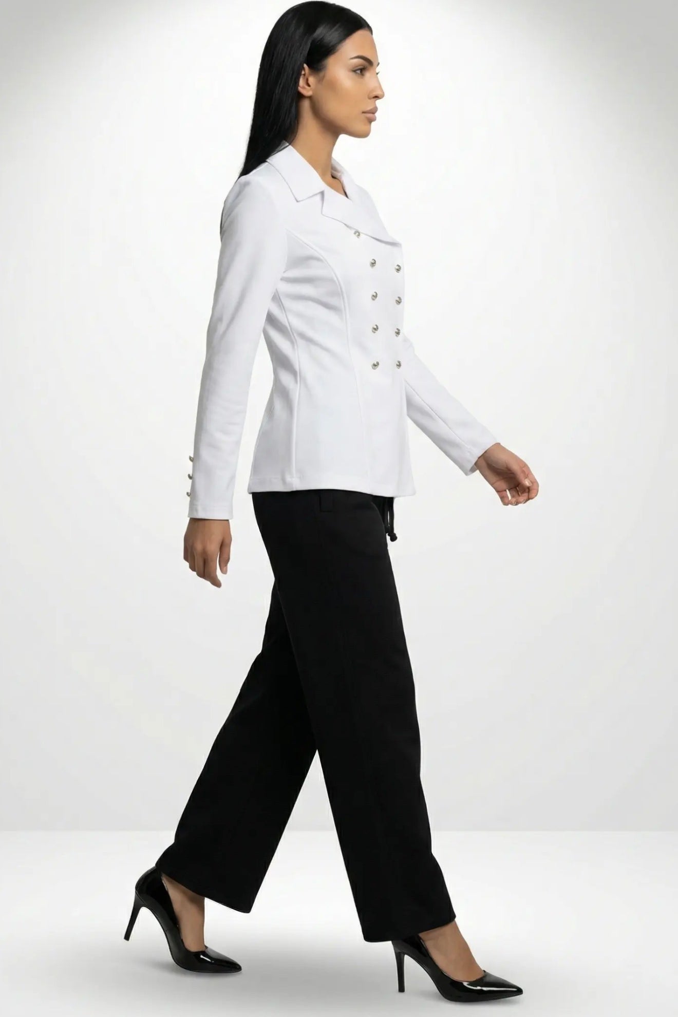 910 Élégante veste couturier double boutonnière