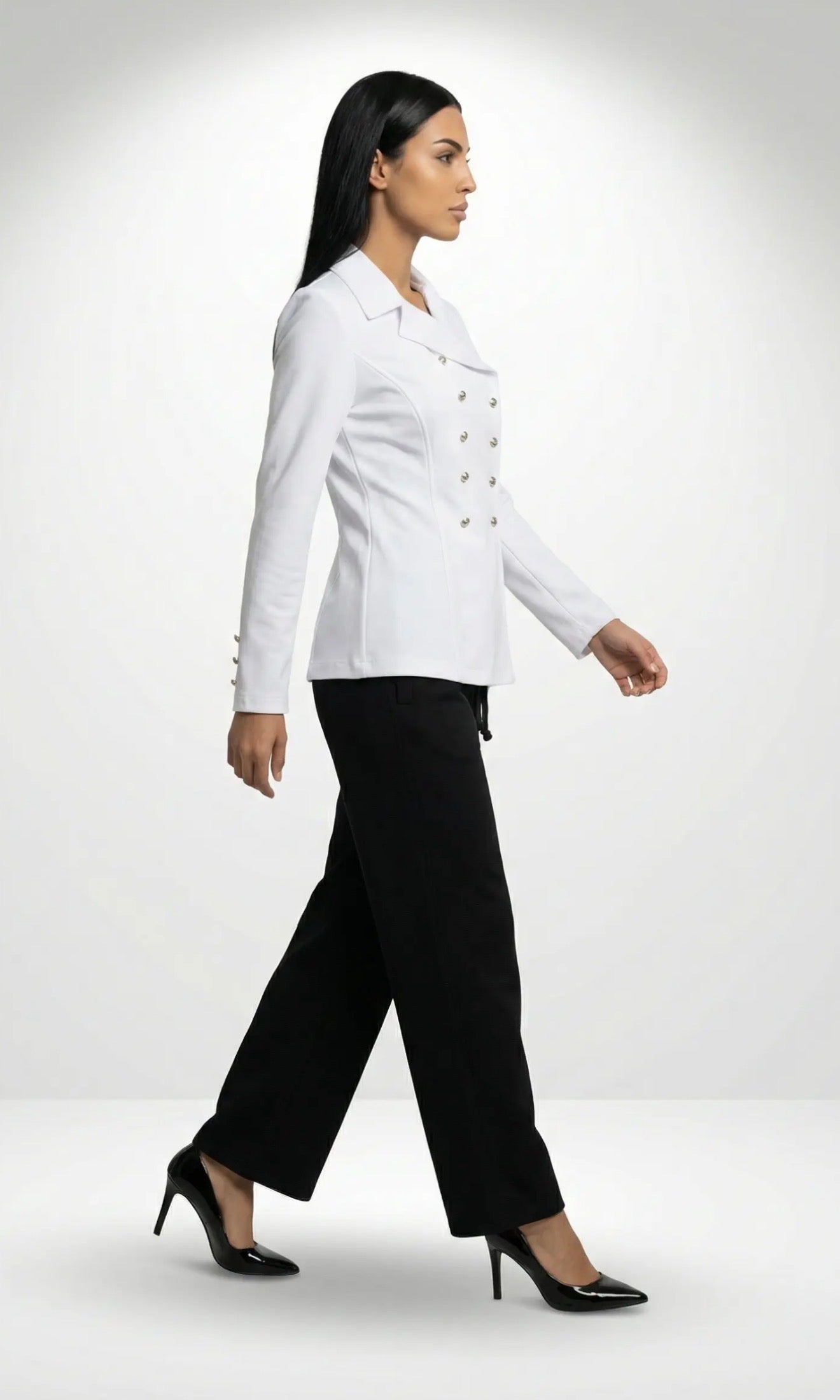 910 Élégante veste couturier double boutonnière