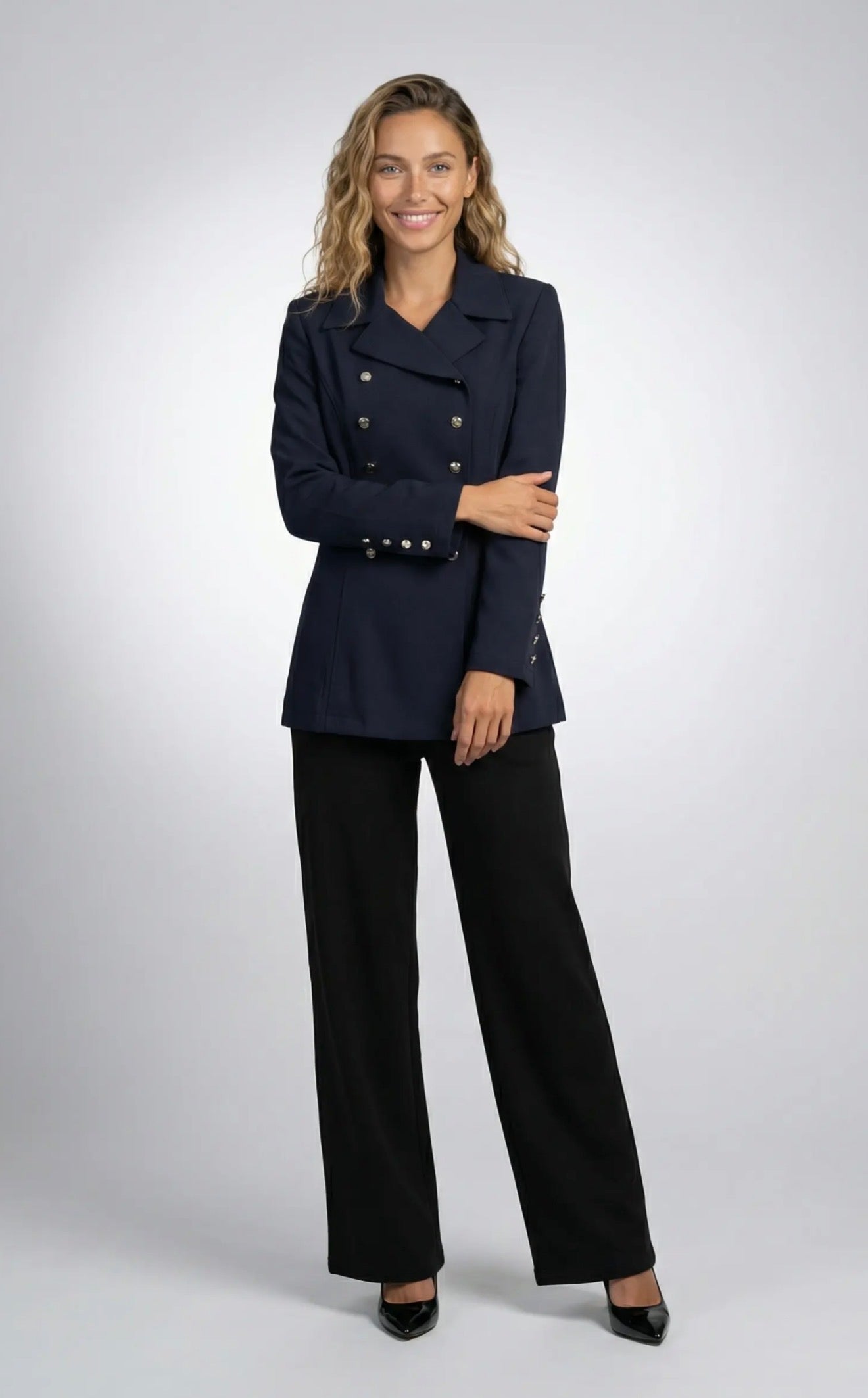 910 Élégante veste couturier double boutonnière