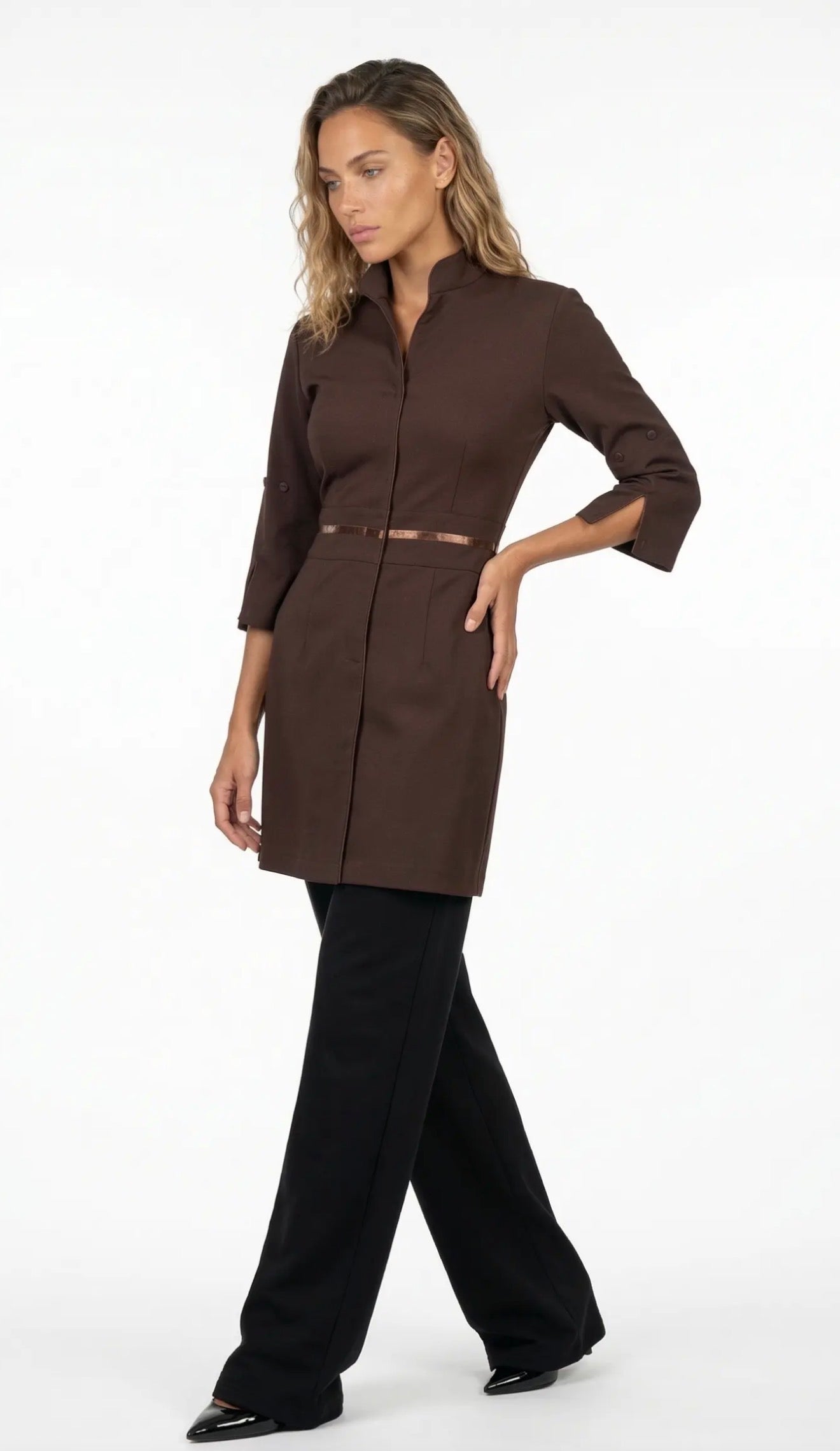 1015 Tunique élégante / ruban de satin à la taille