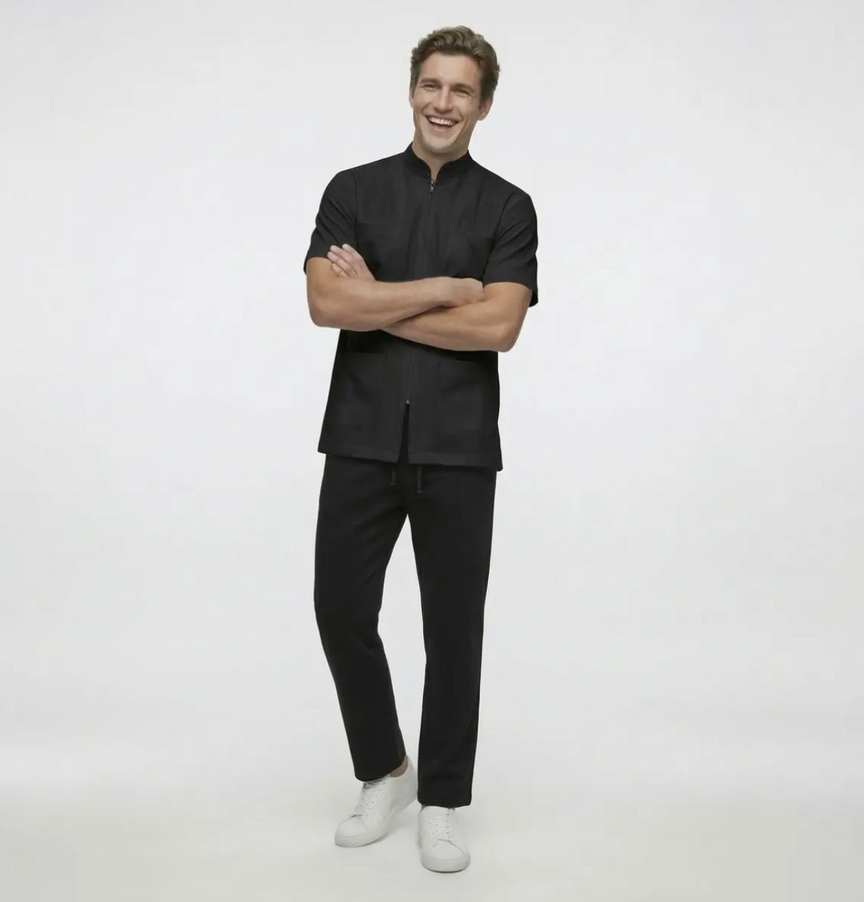 1025 Sarrau homme collet style mandari / fermeture éclair