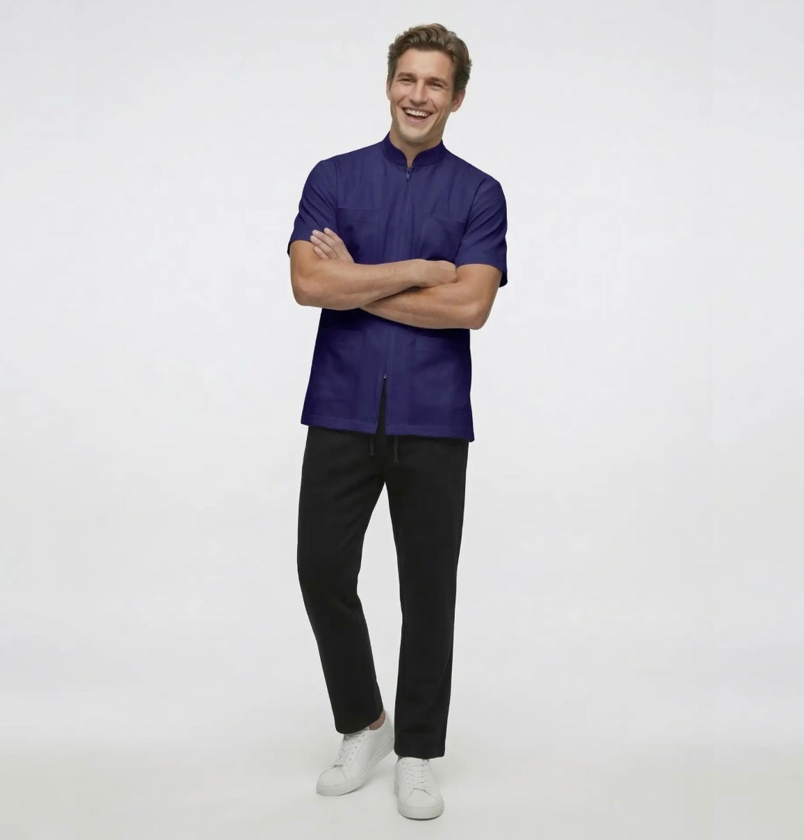 1025 Sarrau homme collet style mandari / fermeture éclair