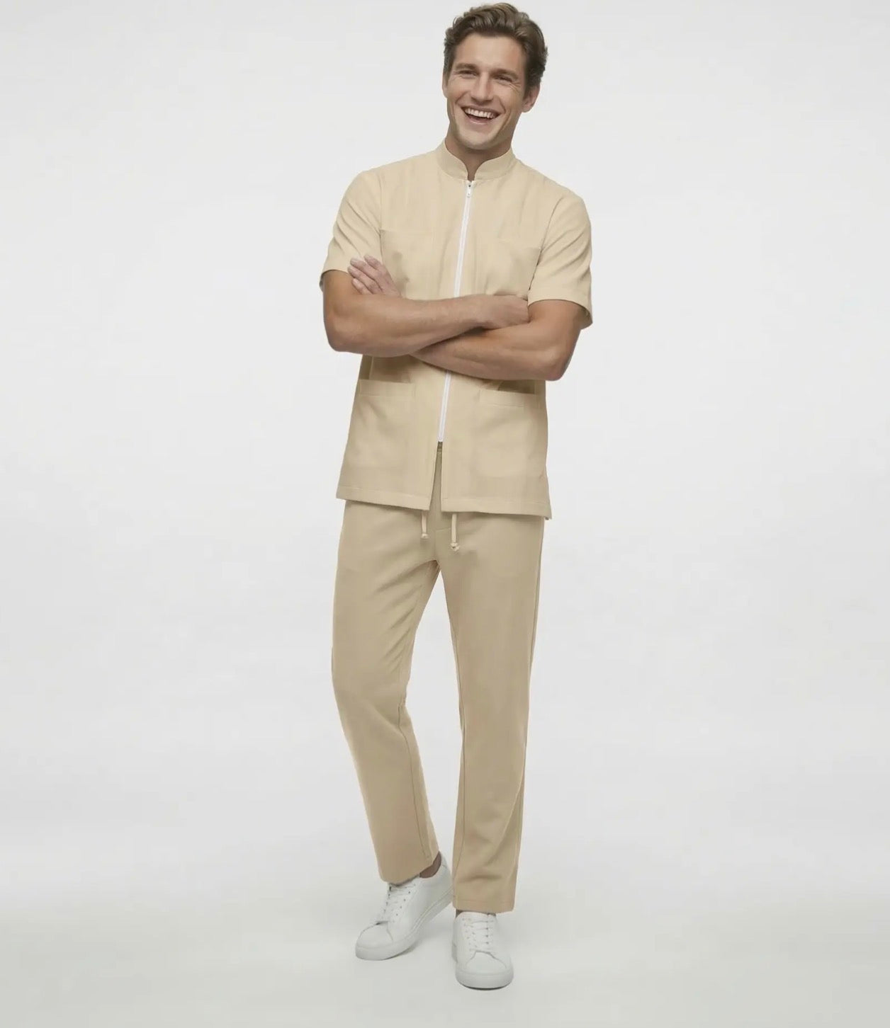 1025 Sarrau homme collet style mandari / fermeture éclair