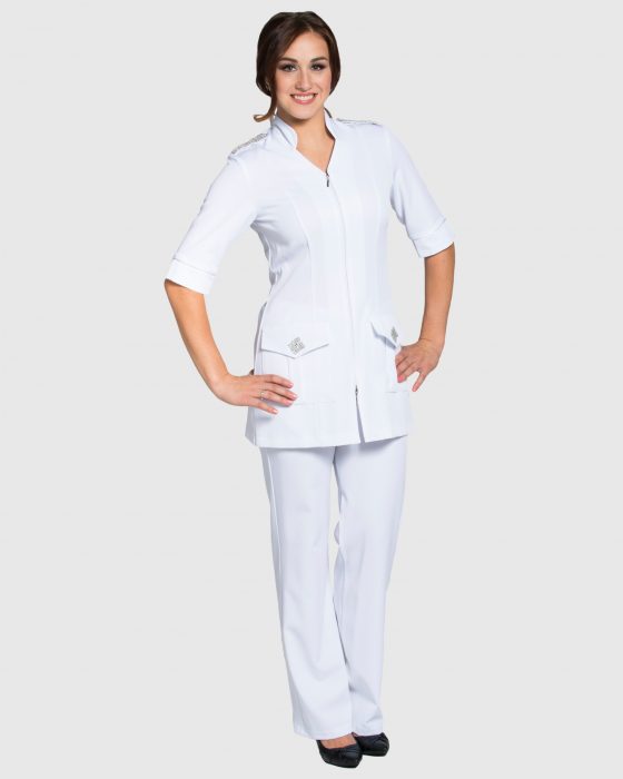 Blouse à Col Blanc | Sarrau épaulette | Design Joanne Martin
